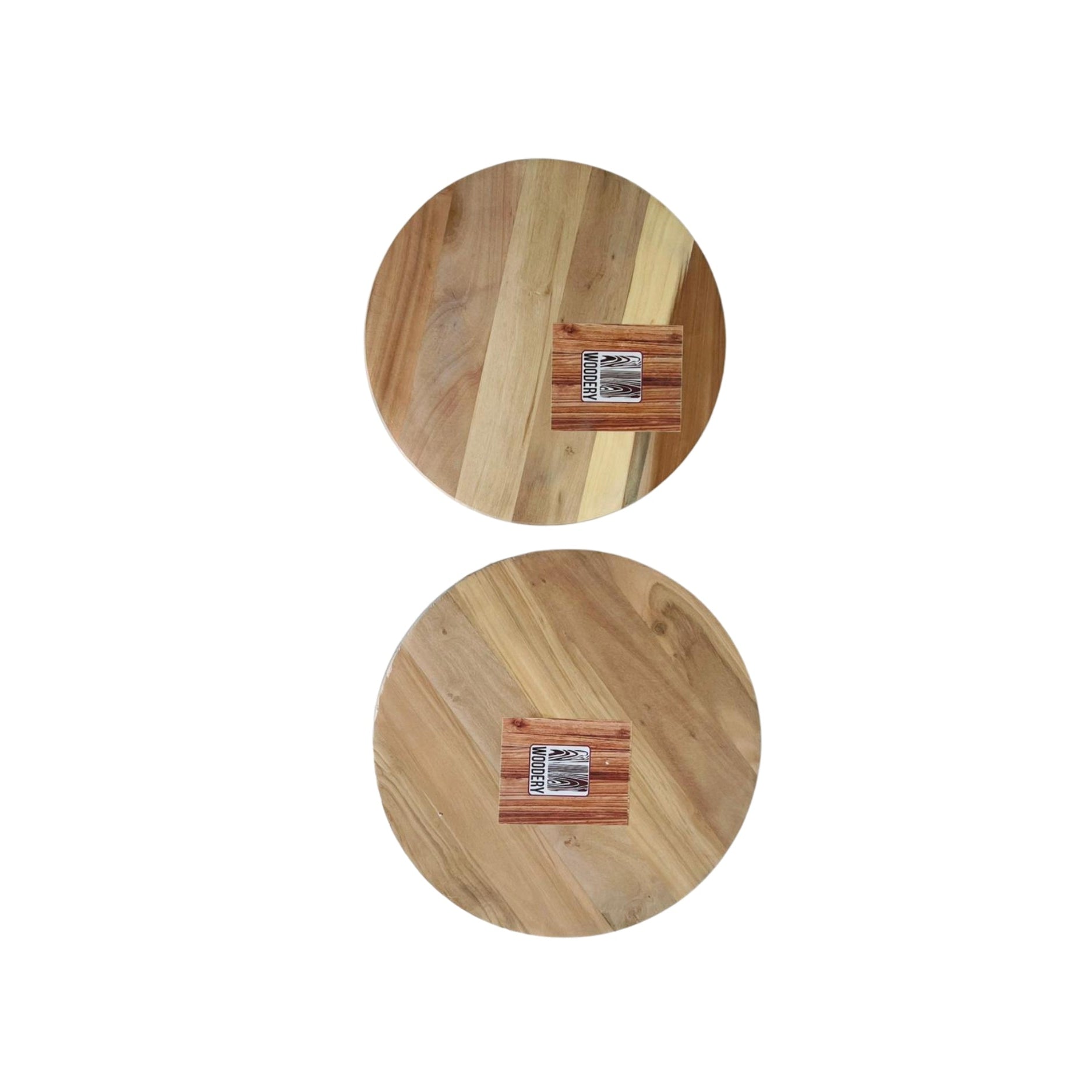 Two wooden cutting boards with a visible brand label on a white background