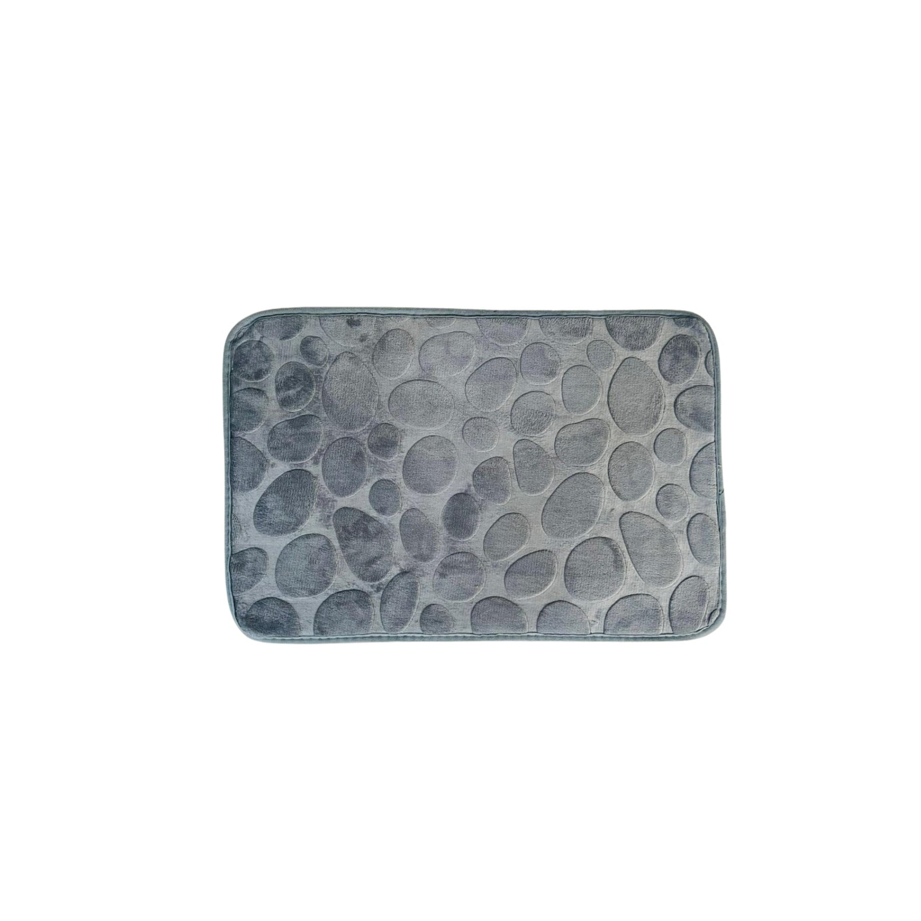 Gray textured bath mat on a white background