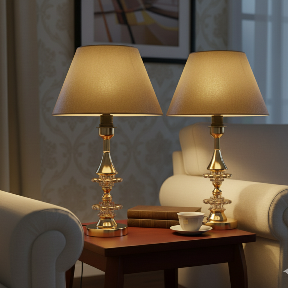 Gold and Crystal Desk Lamp