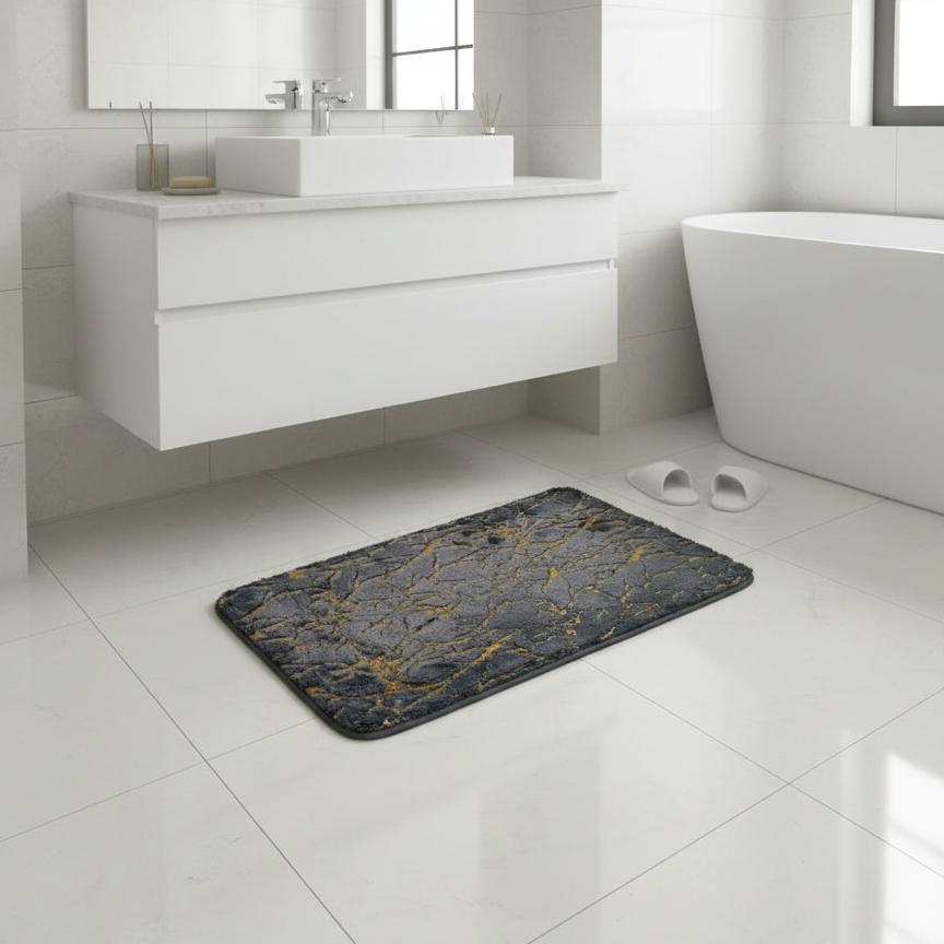 Black Gold Cracked Marbel Mat