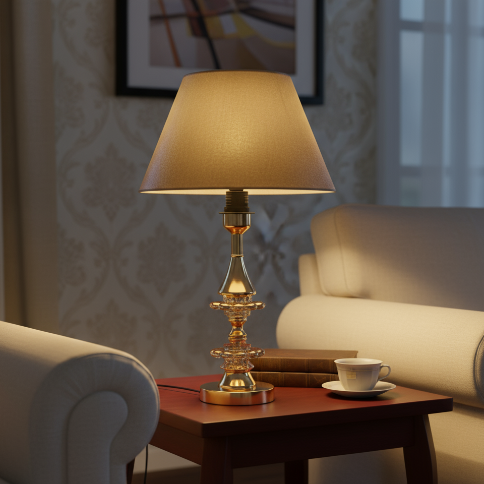 Gold and Crystal Desk Lamp