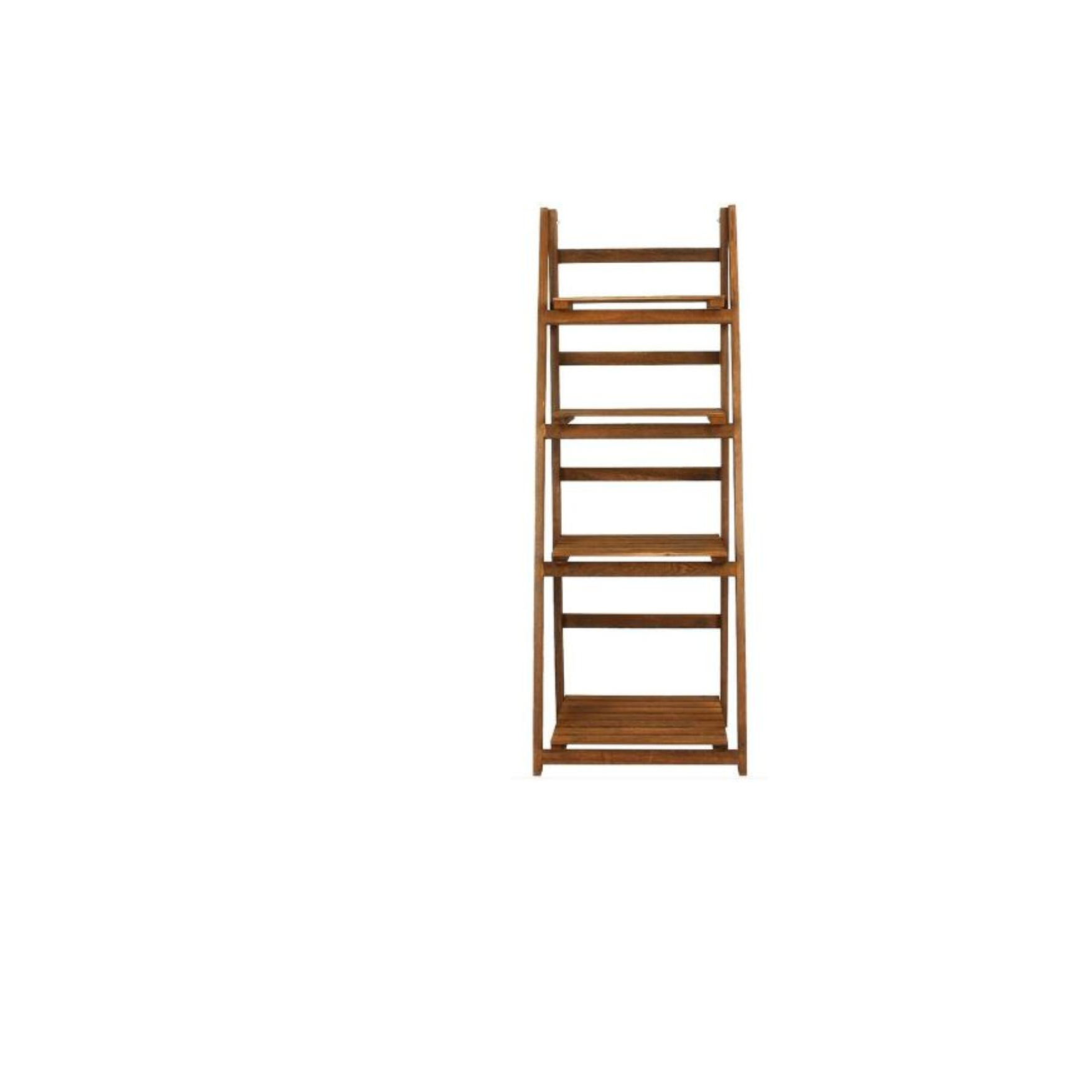 Wooden ladder shelf on a white background