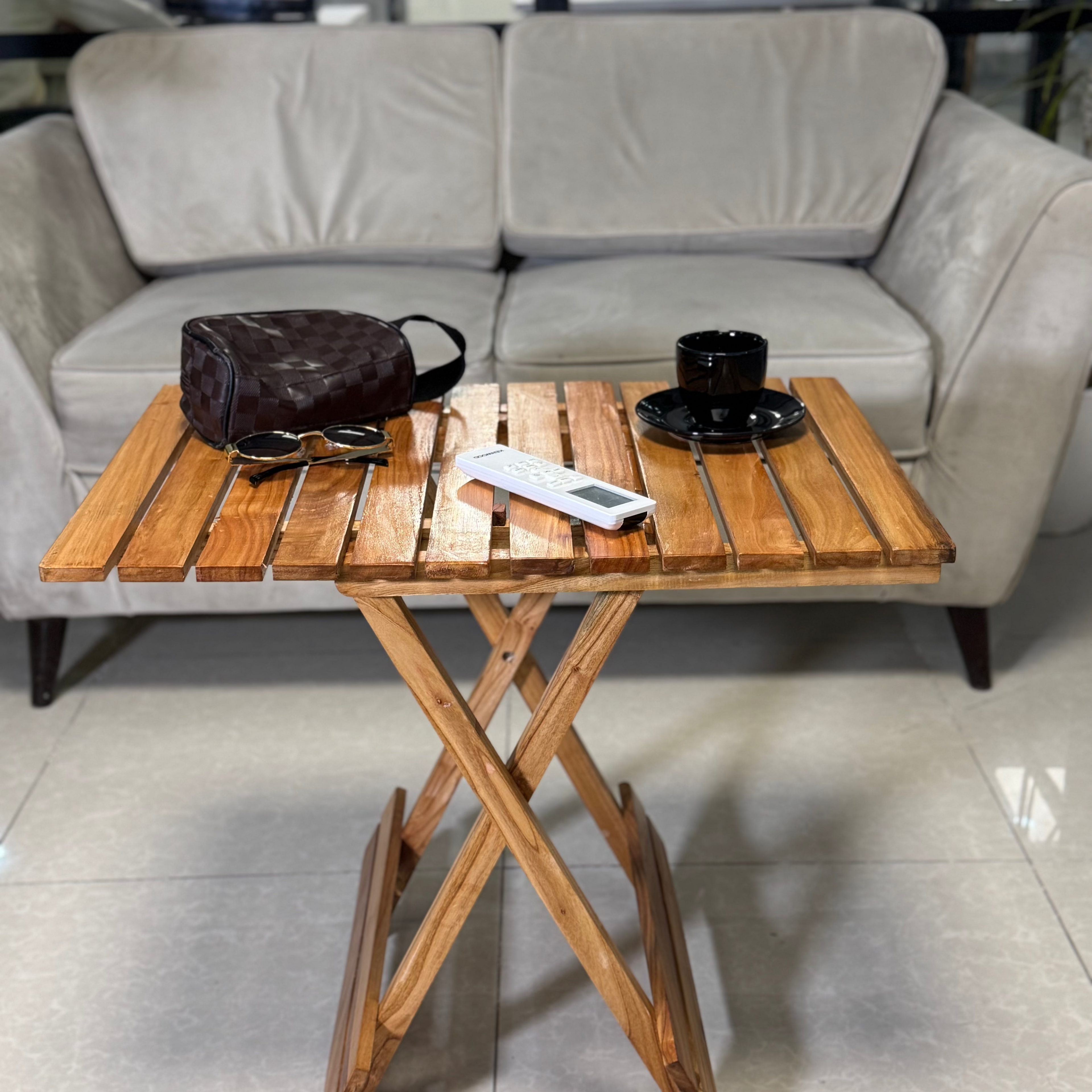 Wooden folding basket table Square