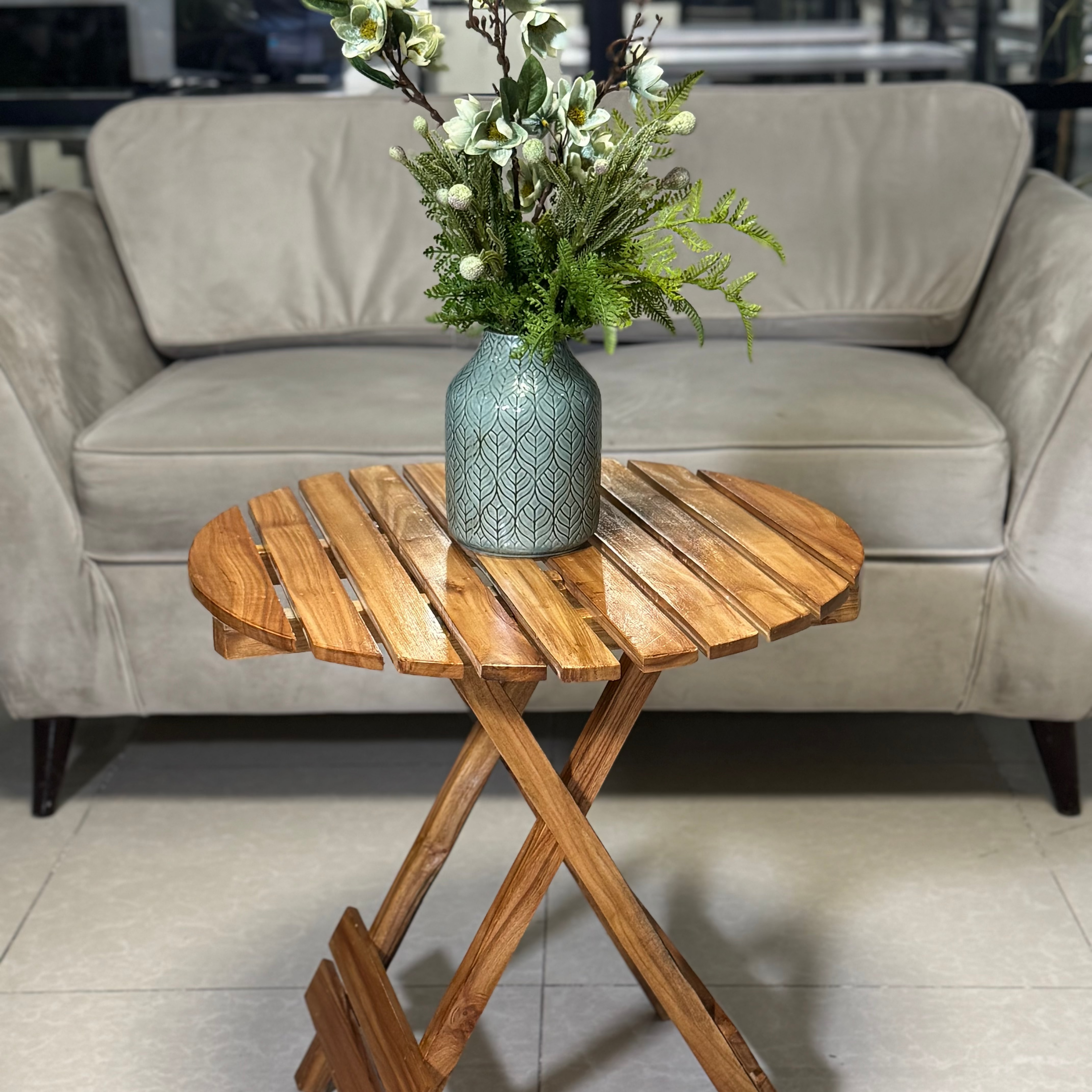 Wooden folding basket table Round