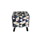 Geometric patterned stool on a white background