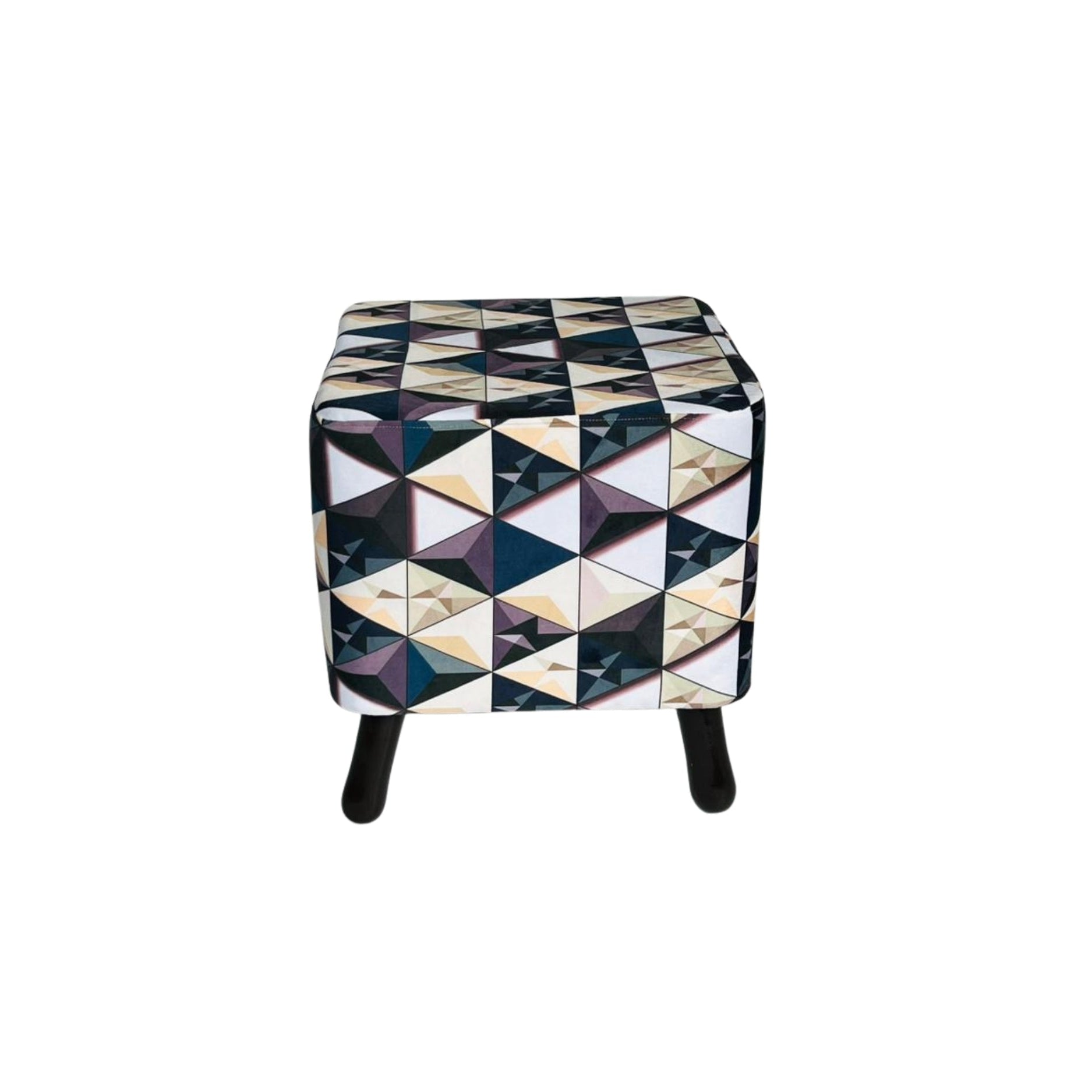 Geometric patterned stool on a white background