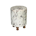 Marble-patterned stool with wooden legs on a white background