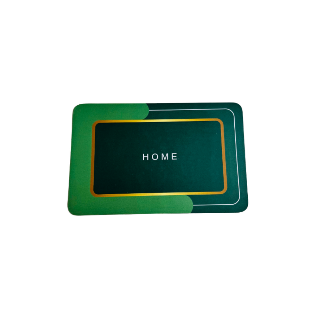 Green and gold home button on a white background