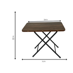 Folding table with dimensions labeled on a white background