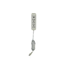 White power strip with coiled cable on a white background
