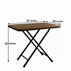 Folding table with dimensions labeled on a white background