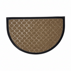 Semi-circular doormat with geometric pattern on a white background