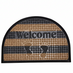Doormat with 'Welcome' text and a paw print on a white background
