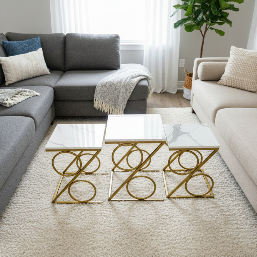 Golden Nesting Table Square