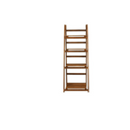 Wooden ladder shelf on a white background