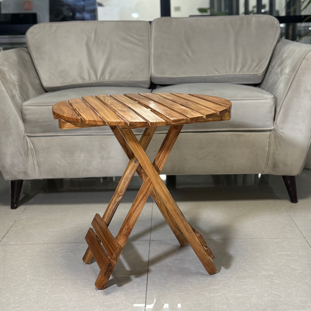 Wooden folding basket table Round