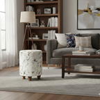 Living room with a gray sofa, coffee table, and decorative items.