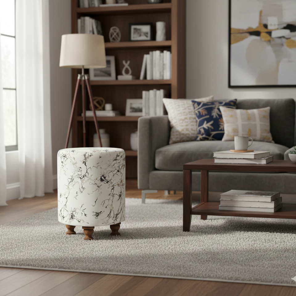 Living room with a gray sofa, coffee table, and decorative items.