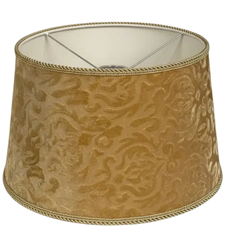 Decorative lampshade with intricate patterns on a white background