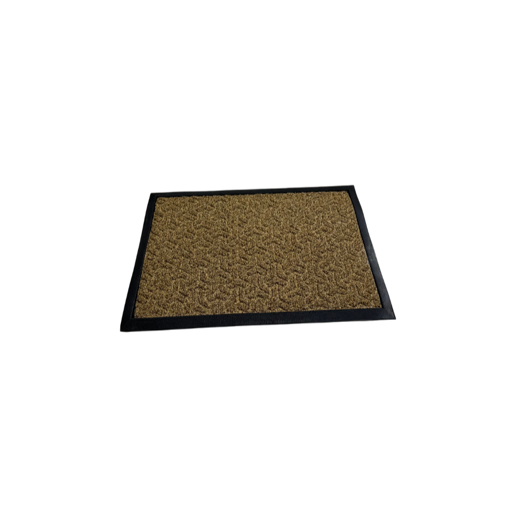 Rectangular doormat with a black border on a white background