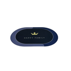 Blue oval tray with 'Happy Family' text and crown logo on a white background