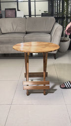 Wooden folding basket table Round
