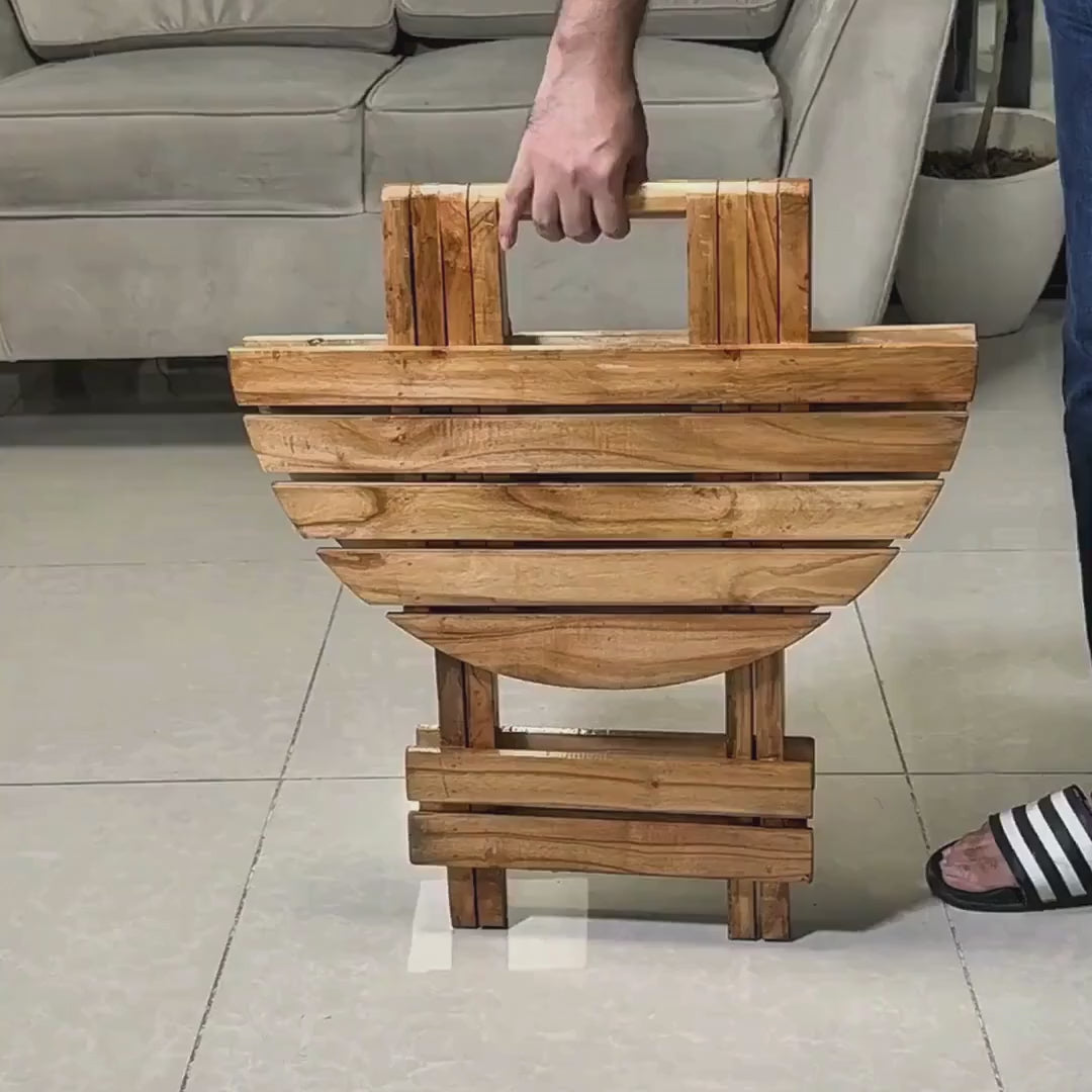 Wooden folding basket table Round